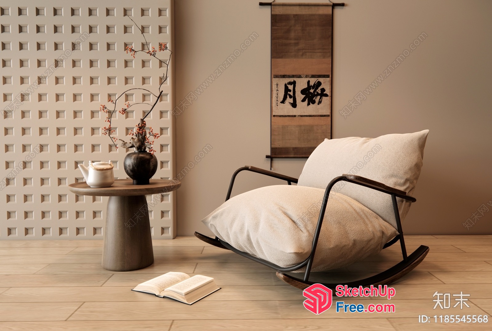 Wabi-Sabi Style Japanese Interior With Natural Wood Accents 3D SketchUp File