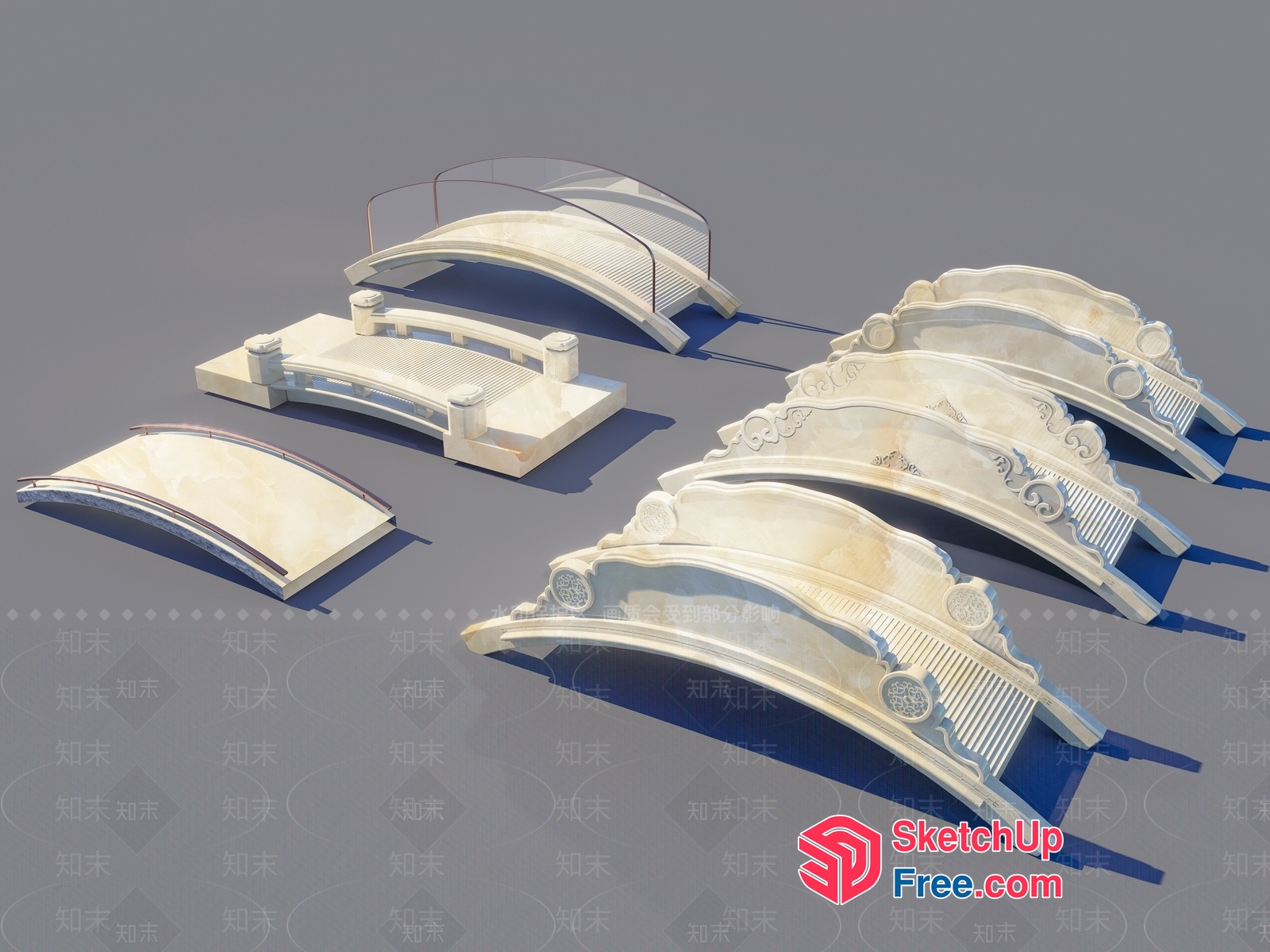 Elegant White Bridge Designs For Classical And Traditional Spaces 3D SketchUp File