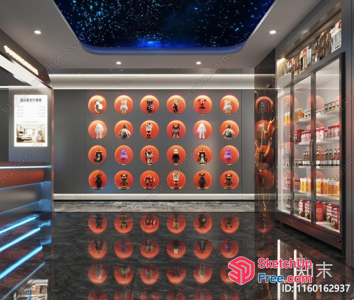 Store Interior With Display Cases And Decorative Lighting 3D SketchUp File