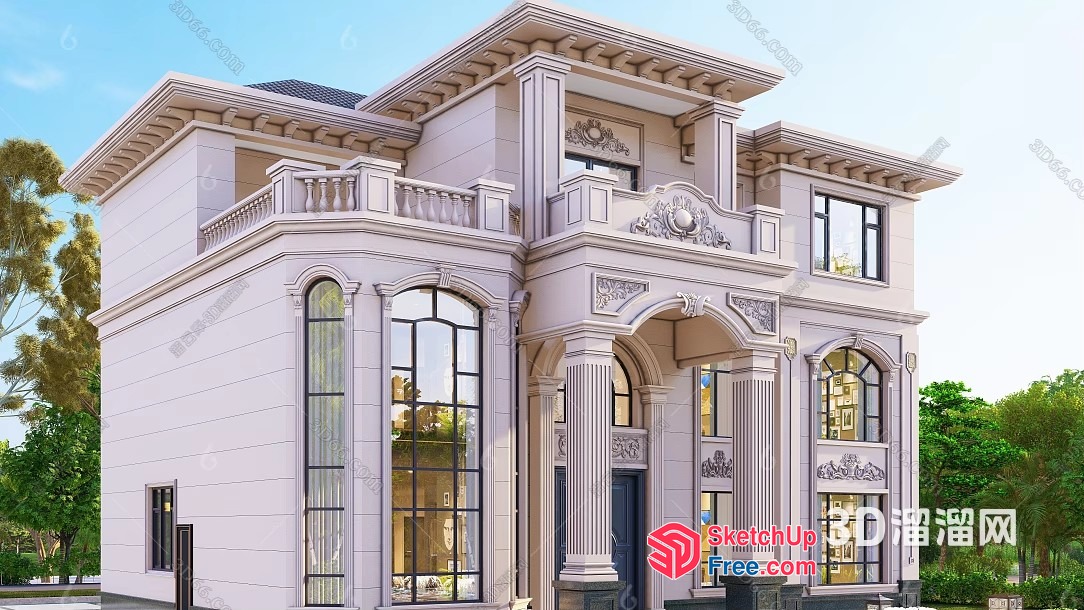 Elegant Classical Villa Exterior 3D SketchUp File