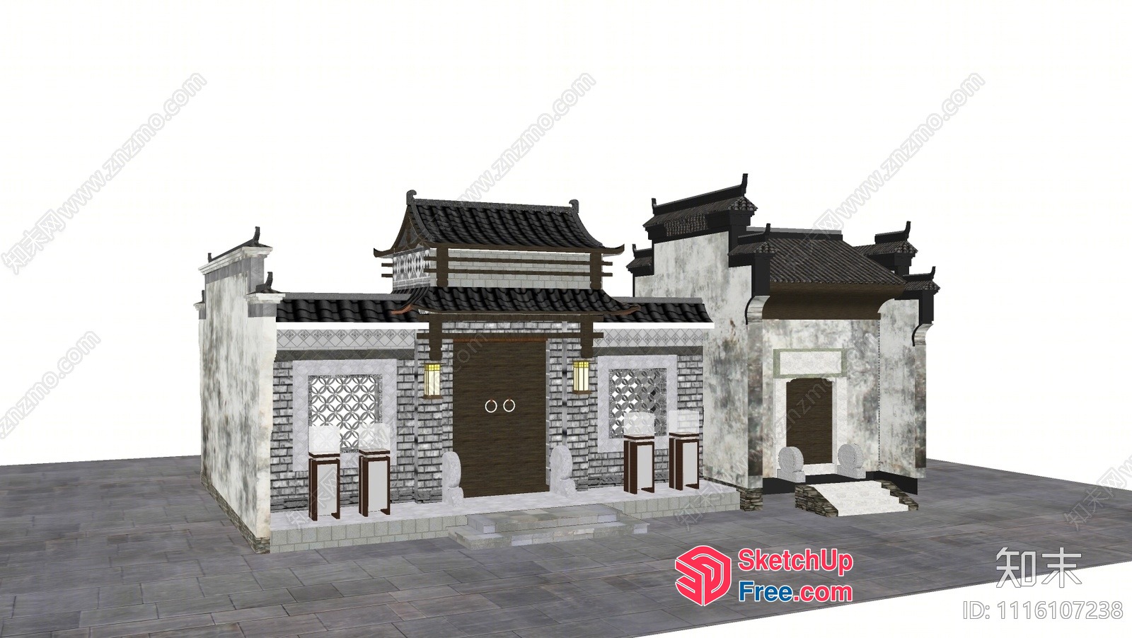 Traditional Asian Building With Ornate Roof Synthesis 3D SketchUp File