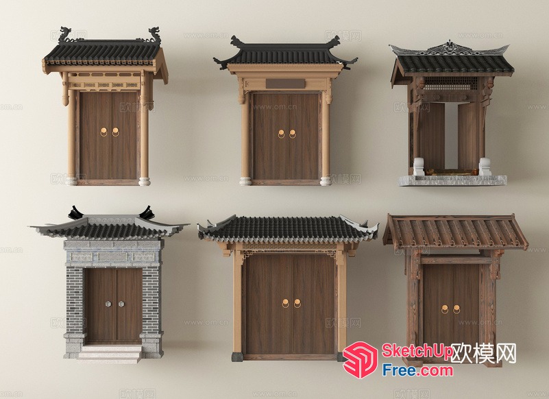 Traditional Chinese Doorways 3D SketchUp File