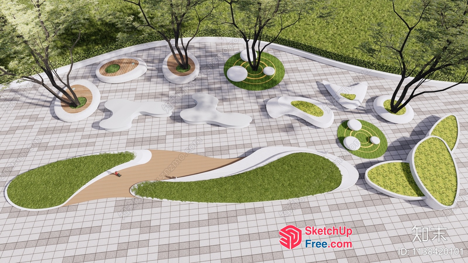 Outdoor Modern Patio Decor With Greenery And White Accents 3D SketchUp File