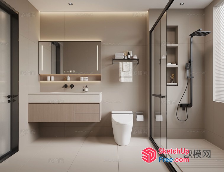 Modern Minimalist Bathroom With Sleek Fixtures 3D SketchUp File