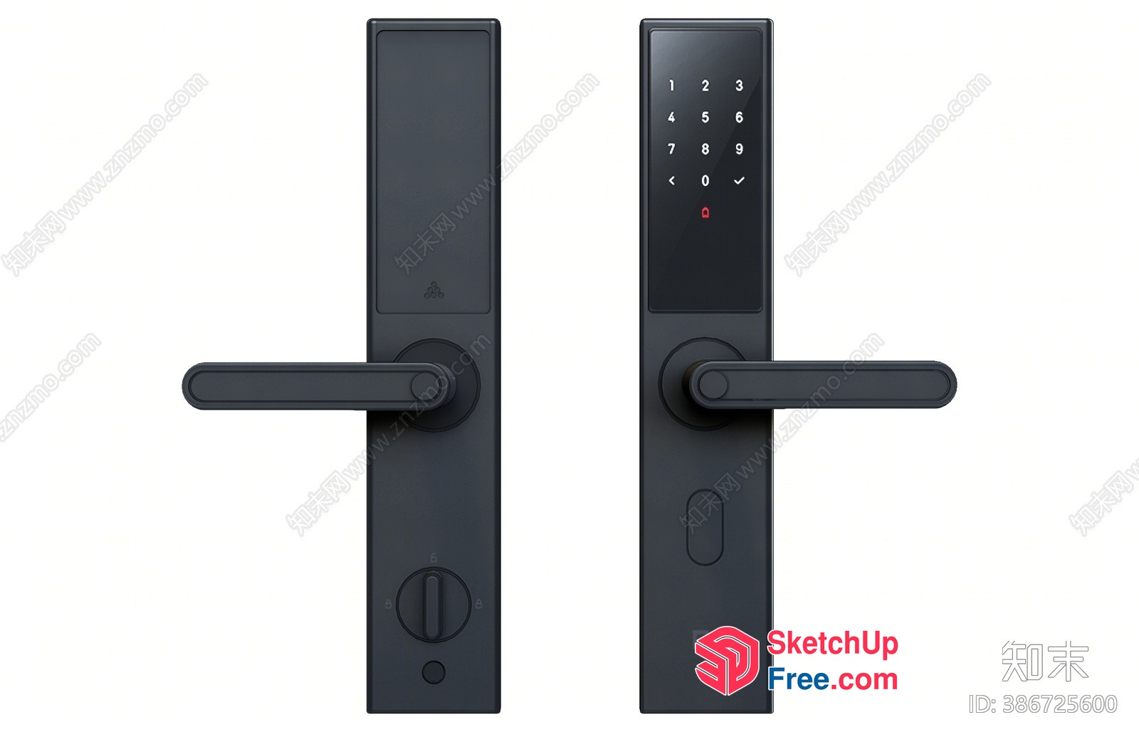 Modern Digital Door Lock With Keypad And Handle 3D SketchUp File