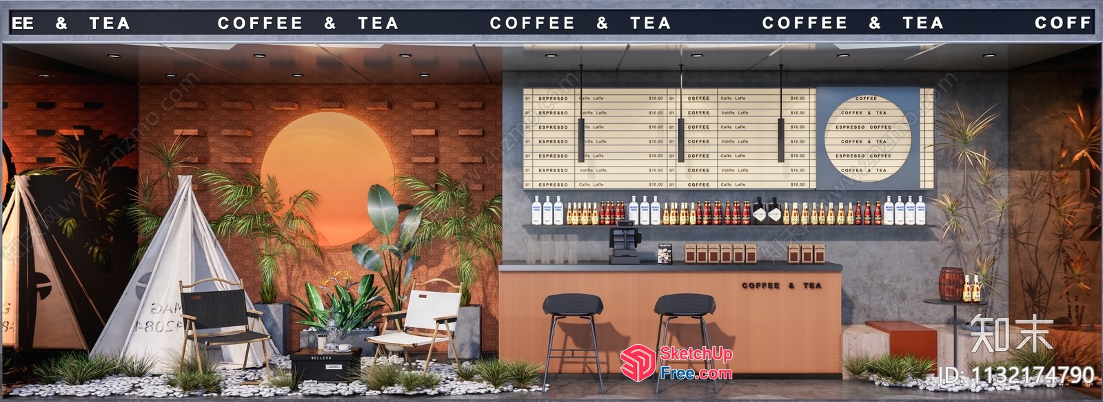 Stylish Coffee Shop Interior 3D SketchUp File