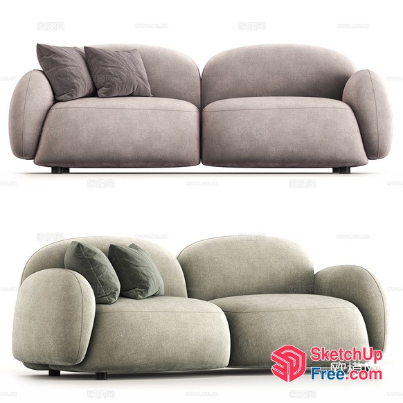 Modern Grey Sofa Set With Pillows 3D SketchUp File