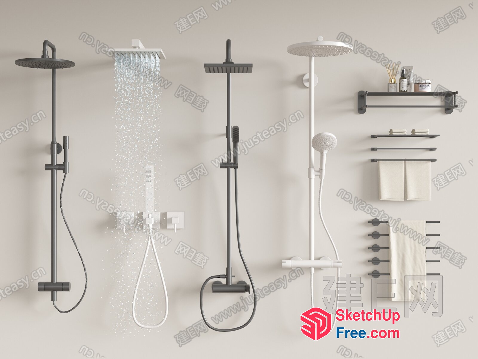 Modern Bathroom Shower And Faucet Fixtures 3D SketchUp File