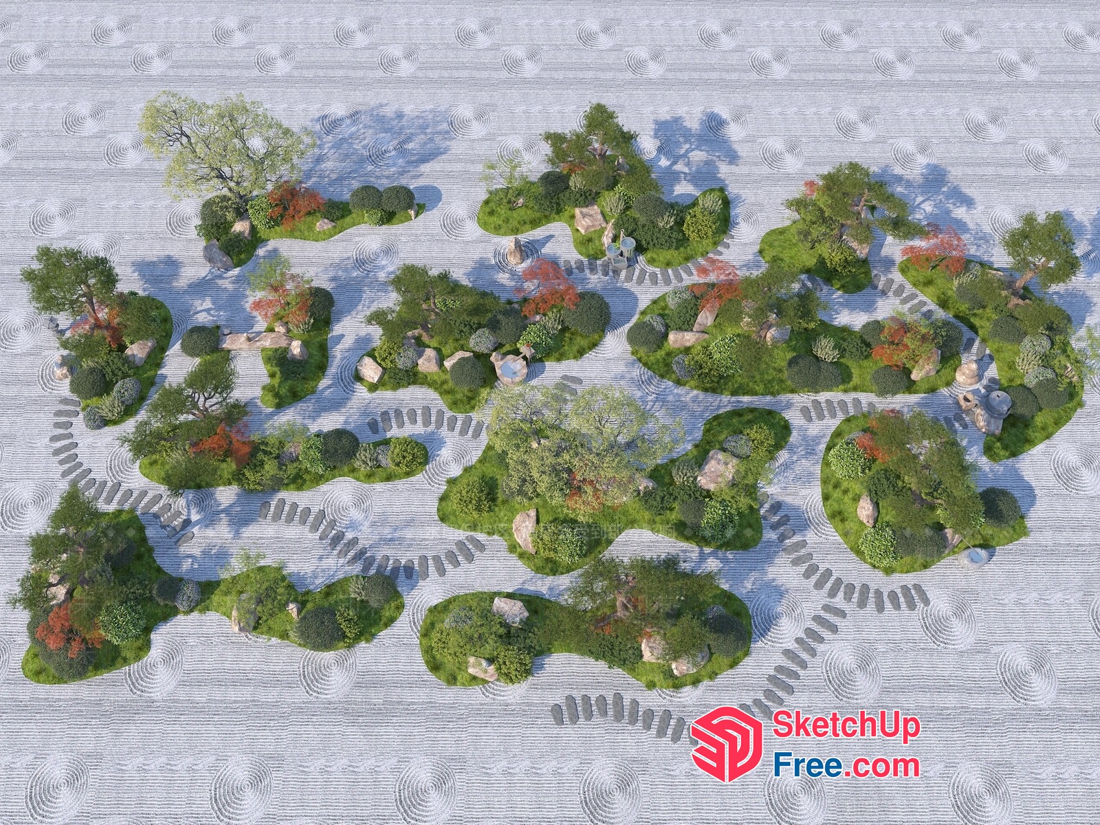 Serene Japanese Zen Garden 3D SketchUp File