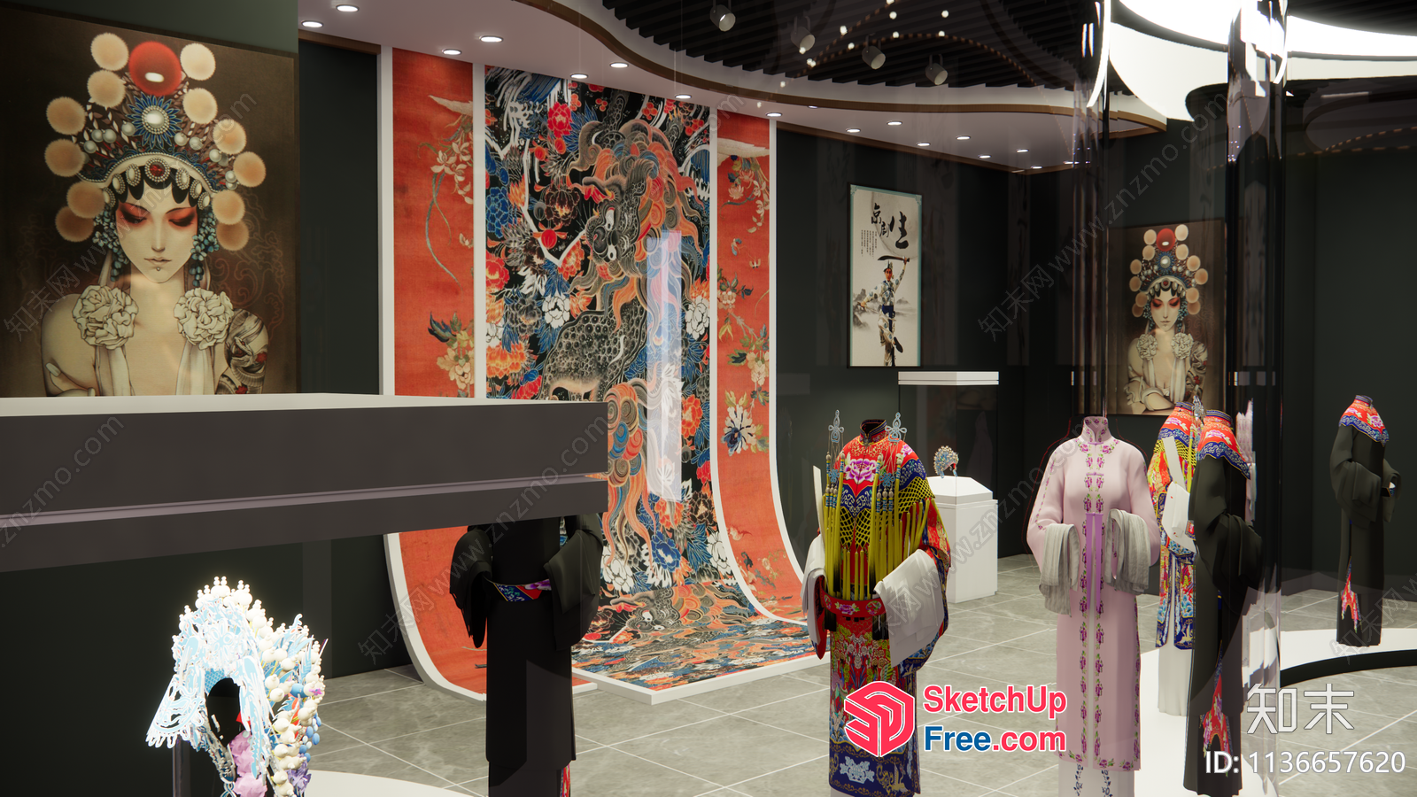 Interior Decor Of Traditional Chinese Style Gallery 3D SketchUp File