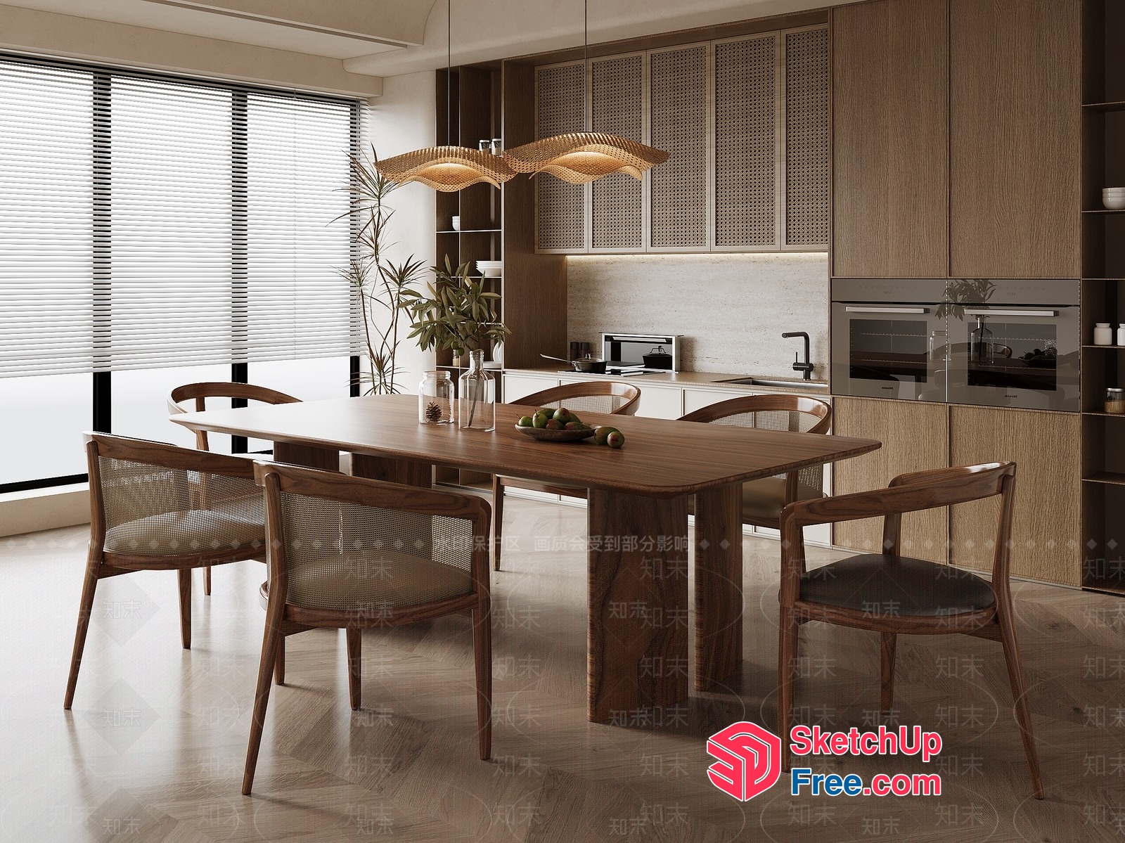 Modern Minimalist Kitchen Dining Room Interior 3D SketchUp File