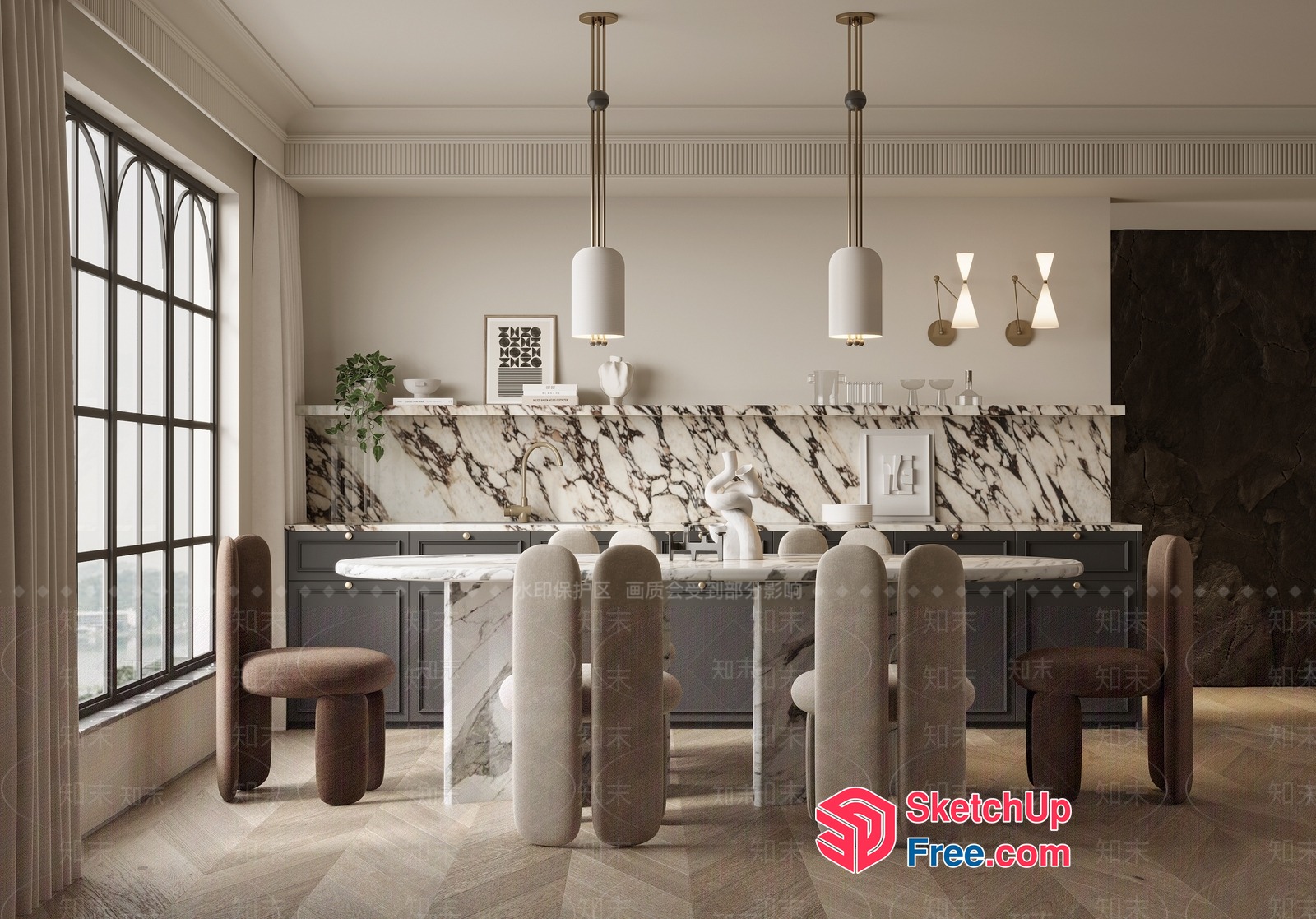 Elegant Modern Minimalist Dining Room 3D SketchUp File
