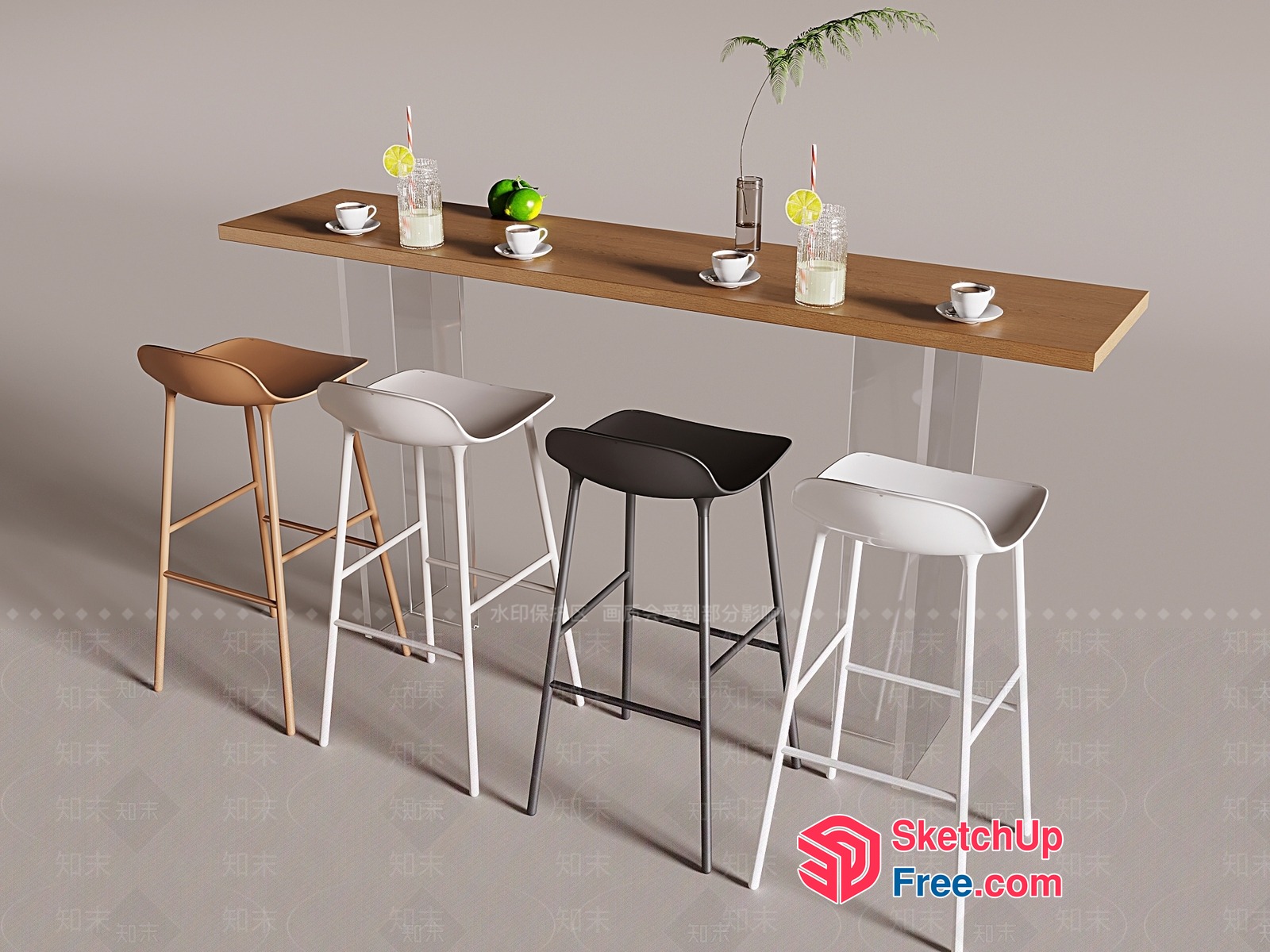 Modern Bar Stools With A Sleek Design And Comfortable Seating 3D SketchUp File