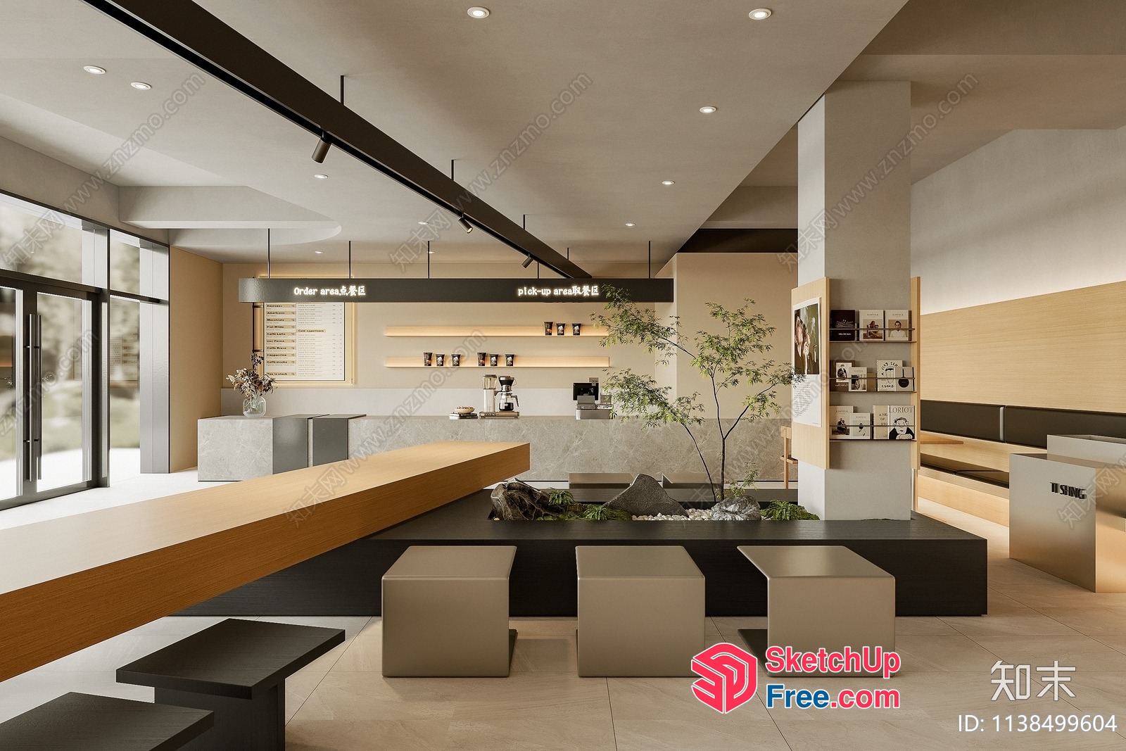 Modern Minimalist Japanese Style Coffee Shop 3D SketchUp File