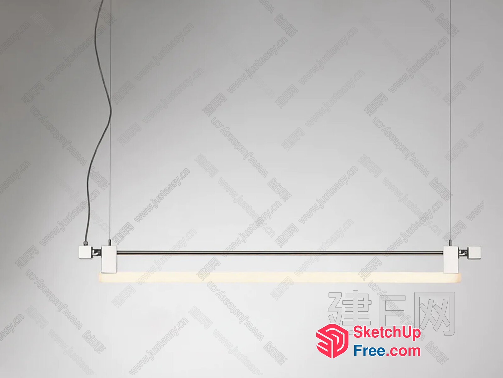 Hanging Light Fixture With White Base And Black Cords 3D SketchUp File
