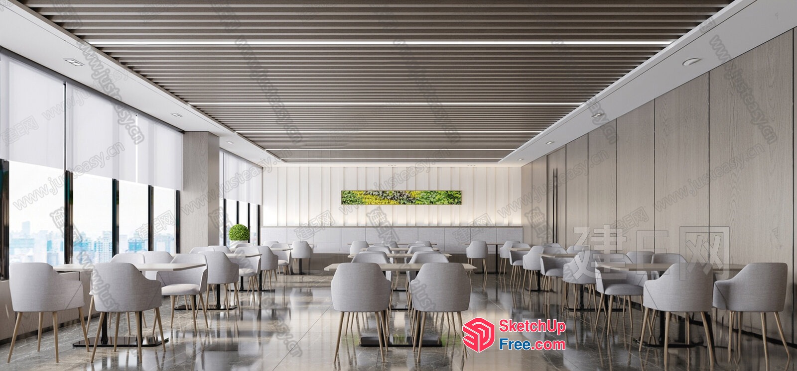 Modern Minimalist Office Dining Room Interior 3D SketchUp File