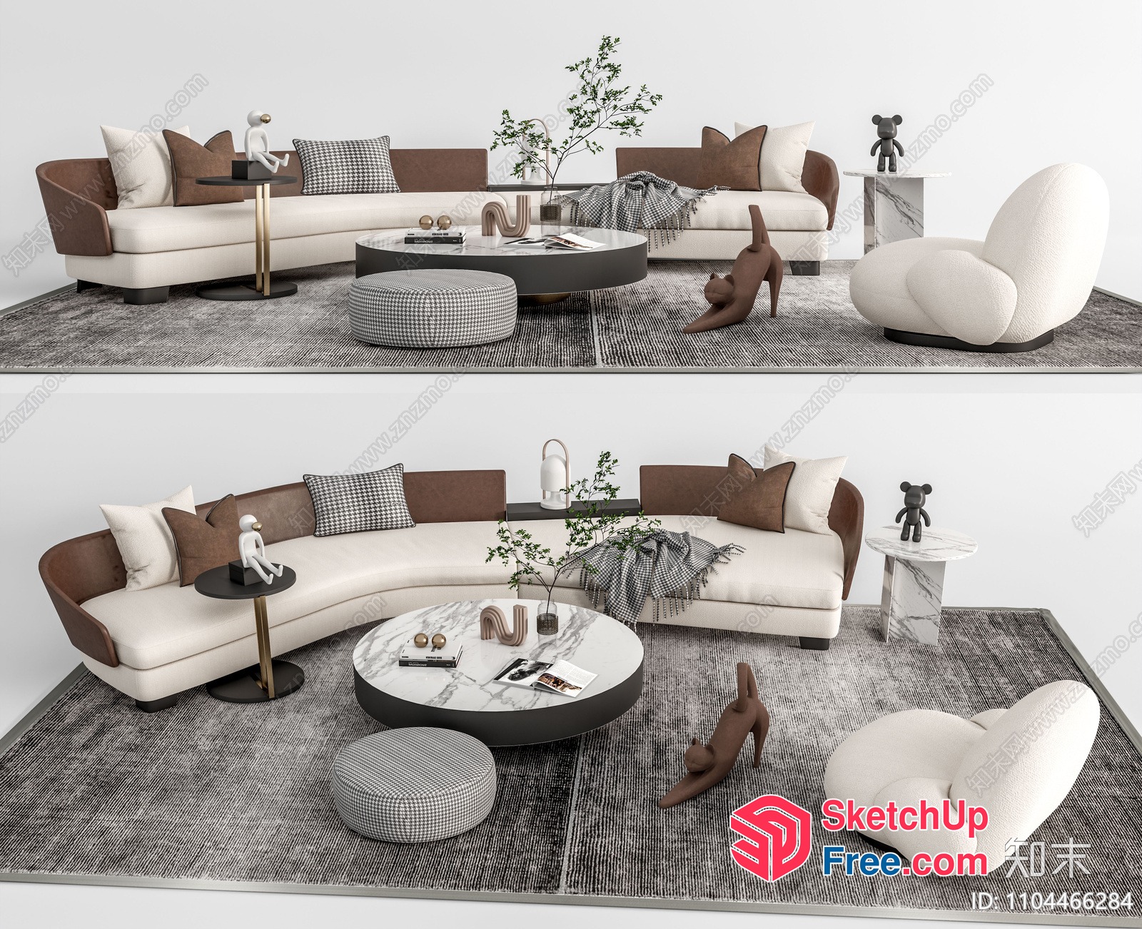 Modern Living Room With Elegant Furniture And Decor 3D SketchUp File