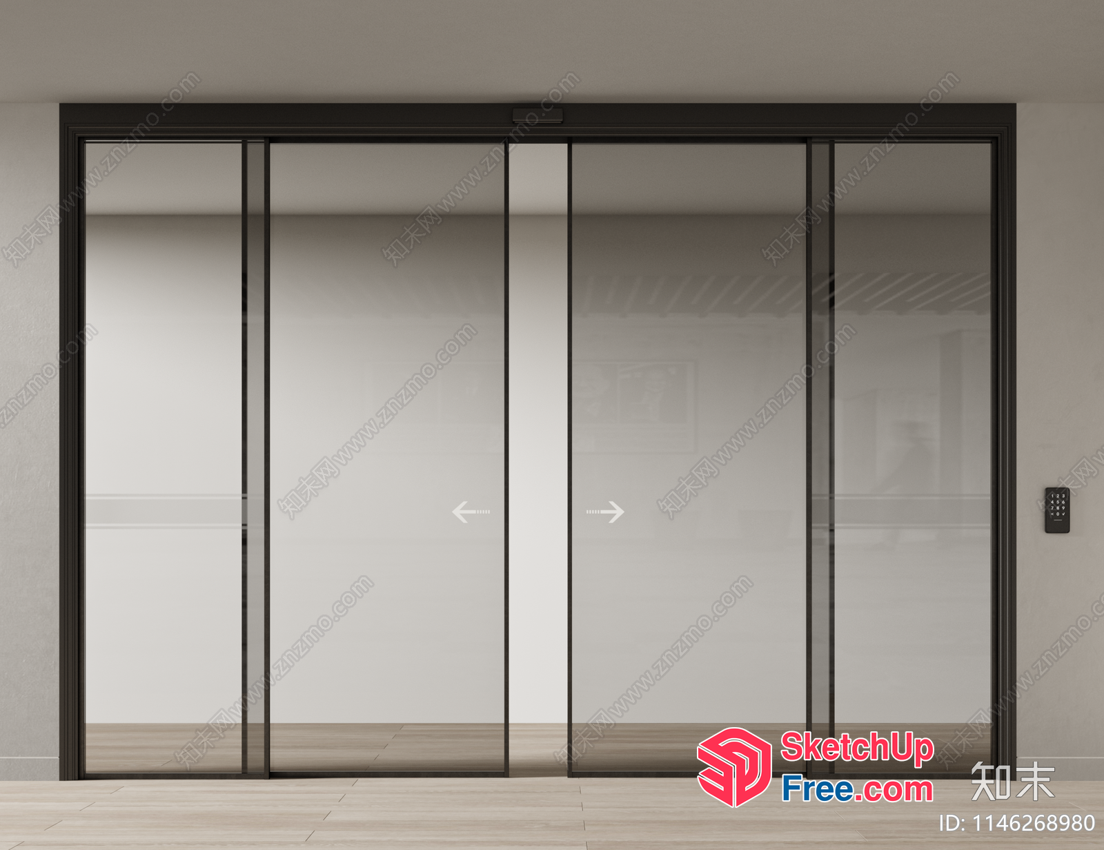 Elegant Glass Curtain Wall Interior 3D SketchUp File