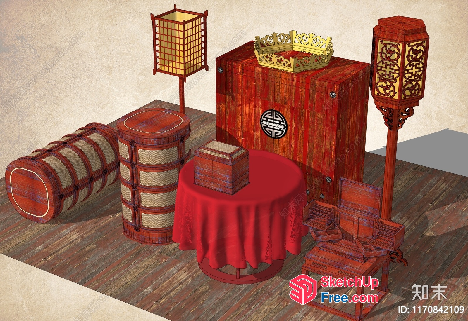 Asian Inspired Interior Furniture And Decor 3D SketchUp File