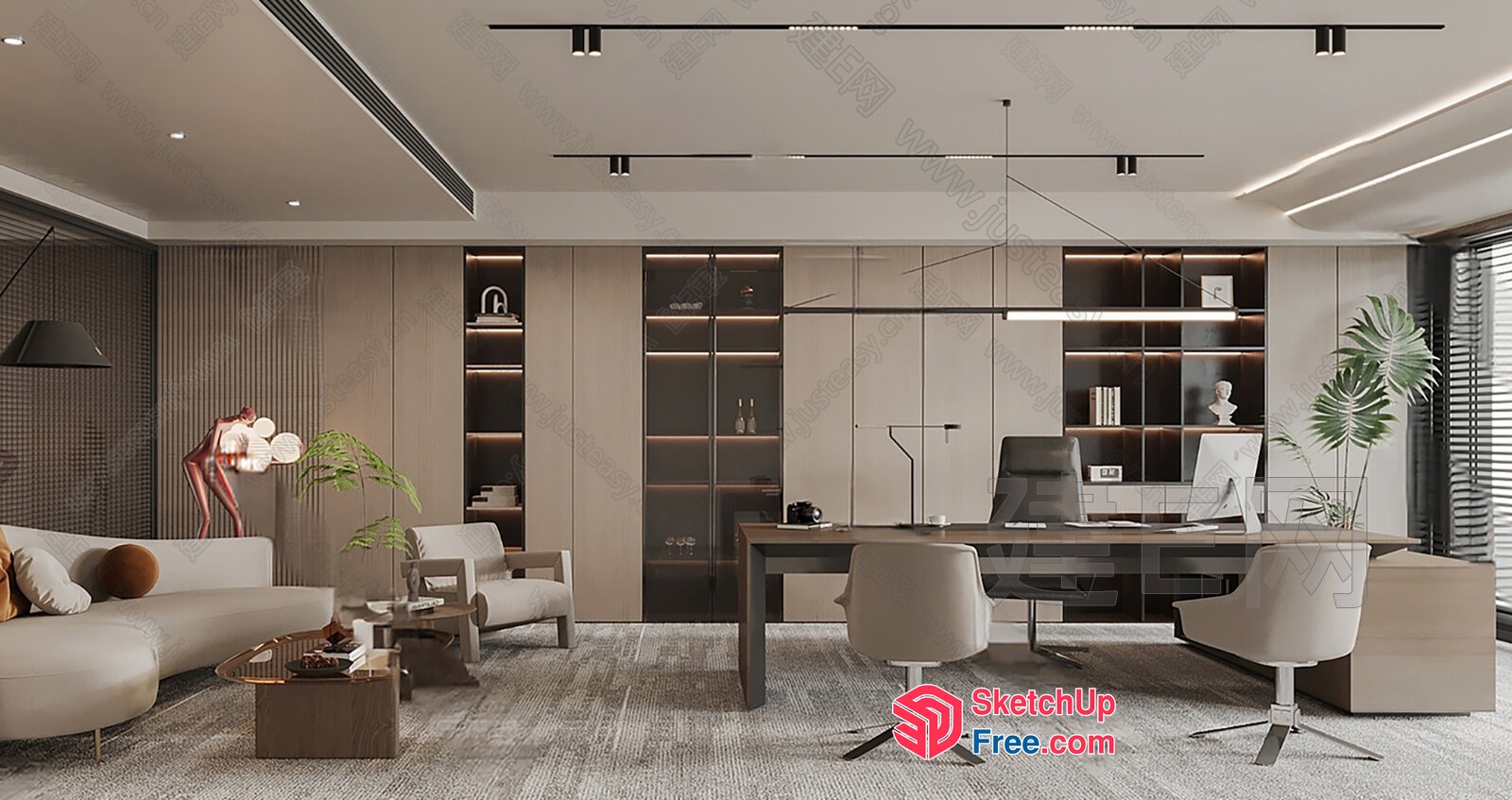 Modern Office Space With Sleek Furniture And Natural Light 3D SketchUp File