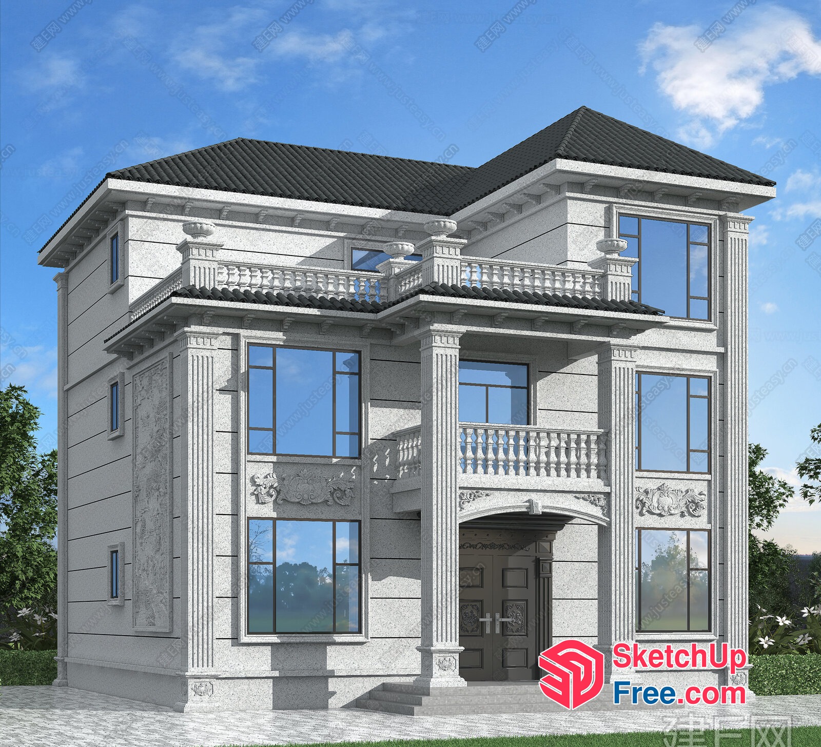 Classical European Style Villa Exterior 3D SketchUp File