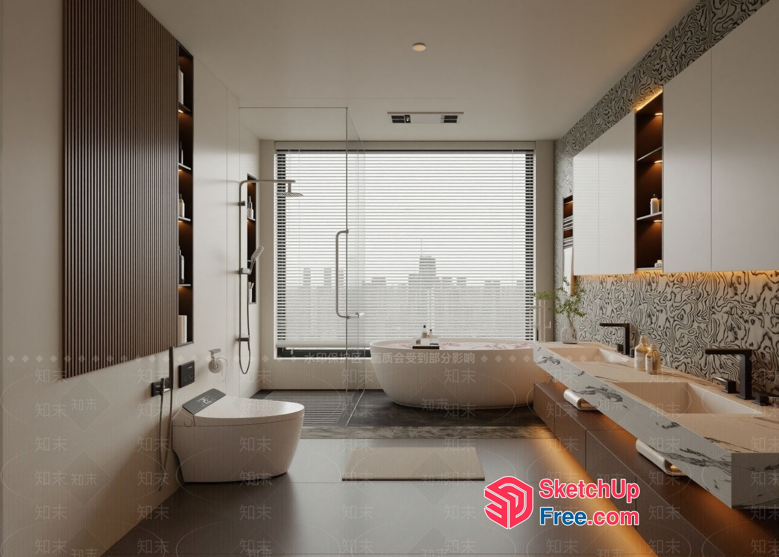 Modern Bathroom Design With Natural Light And Sleek Fixtures 3D SketchUp File