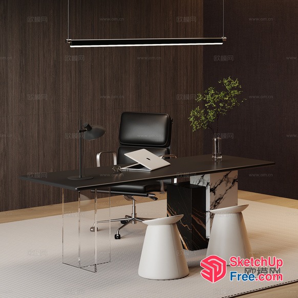 Modern Office Space With Sleek Desk And Chairs 3D SketchUp File