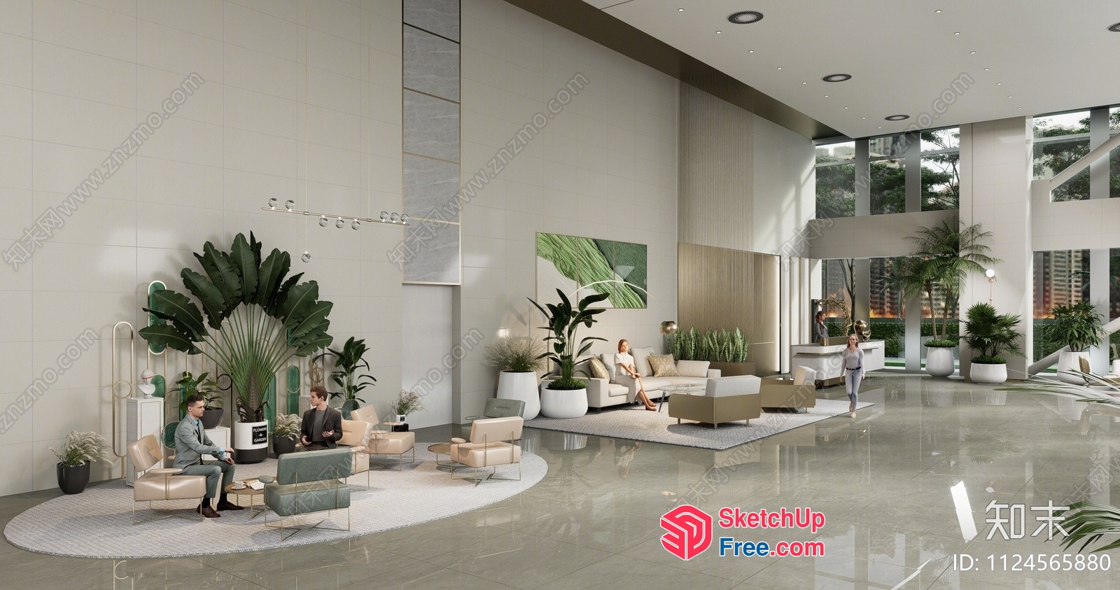 Elegant Modern Office Interior With Minimalist Furniture 3D SketchUp File