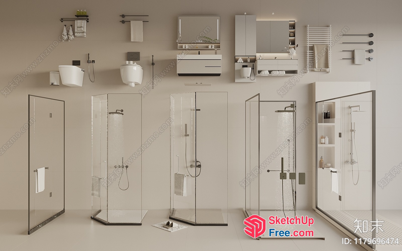 Modern Bathroom Shower And Storage Space 3D SketchUp File