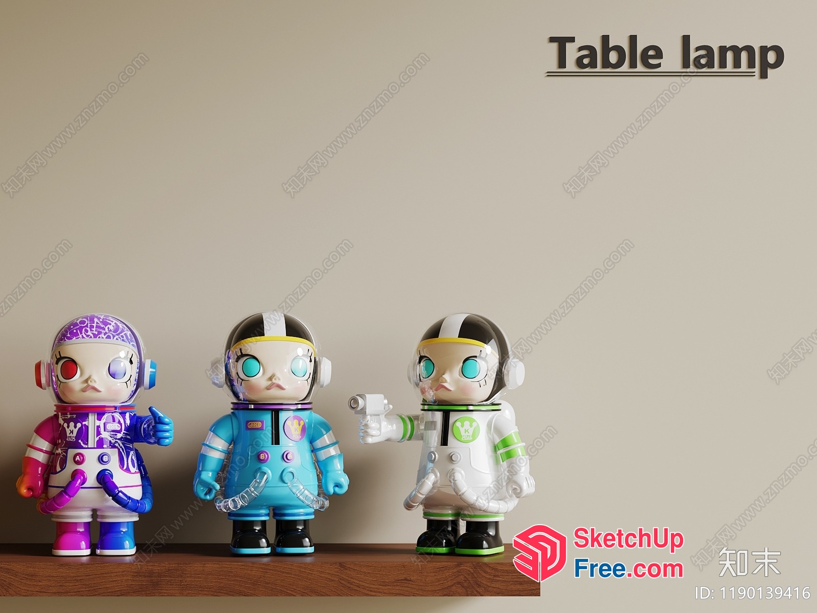 Astronaut Figurines On A Shelf 3D SketchUp File