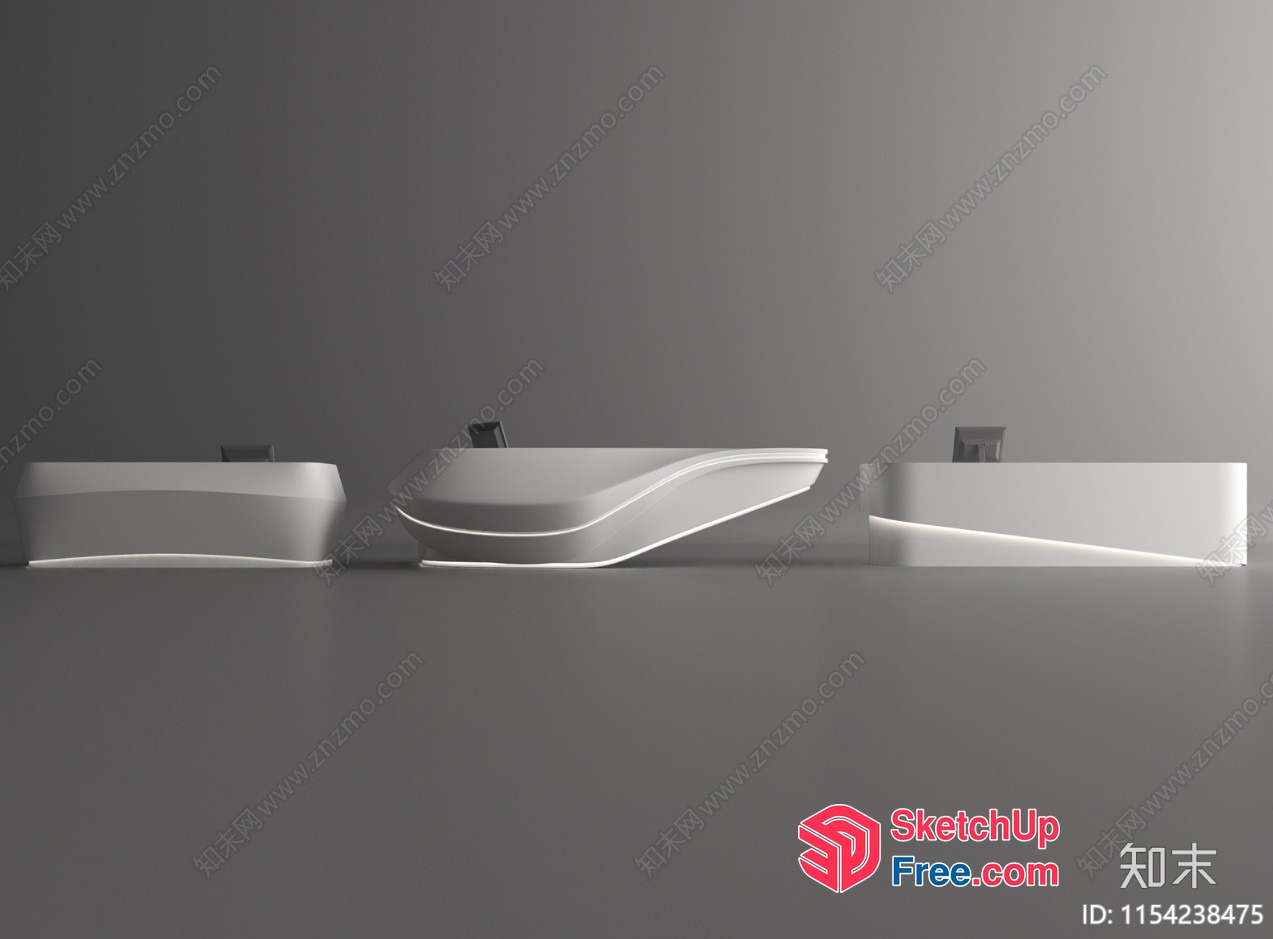 Modern White Office Reception Desk And Seating Area 3D SketchUp File