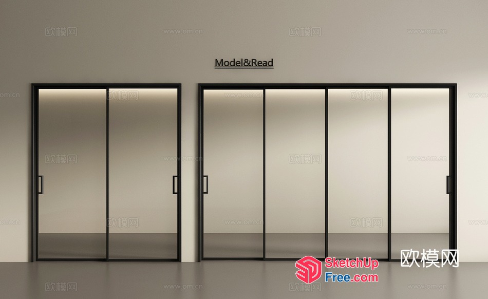 Elegant Glass Door And Wall Partition 3D SketchUp File