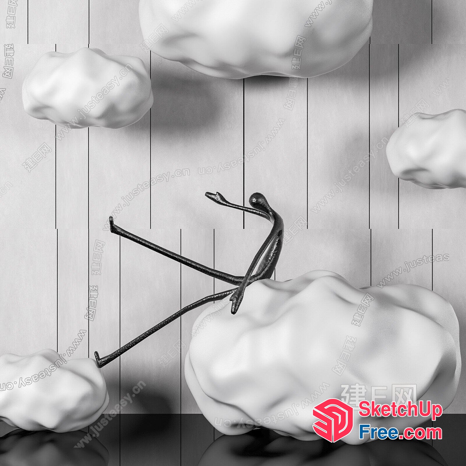 Abstract Sculpture Of A Person In A Dynamic Pose 3D SketchUp File