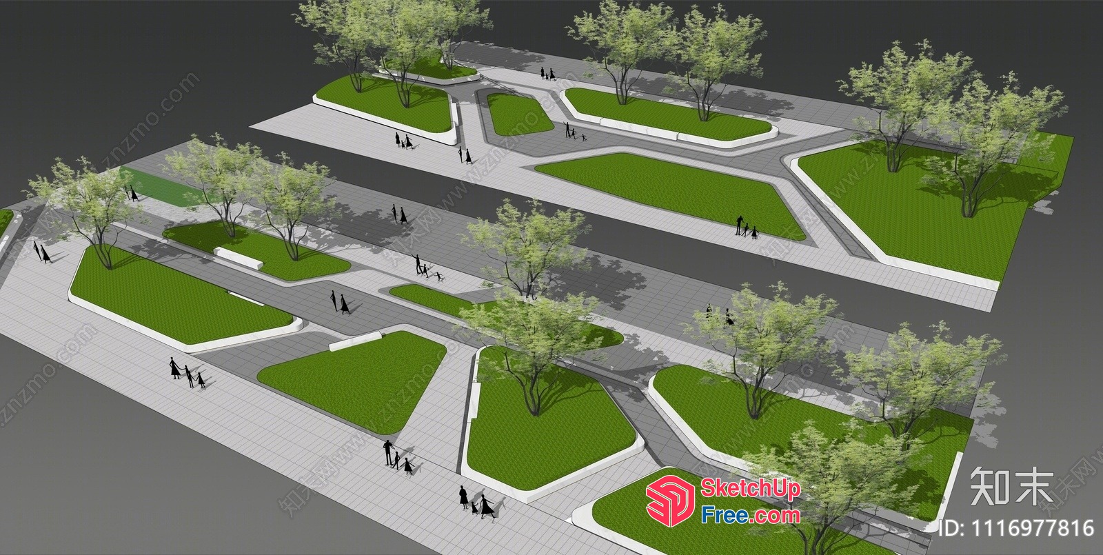 Modern Green Park 3D SketchUp File
