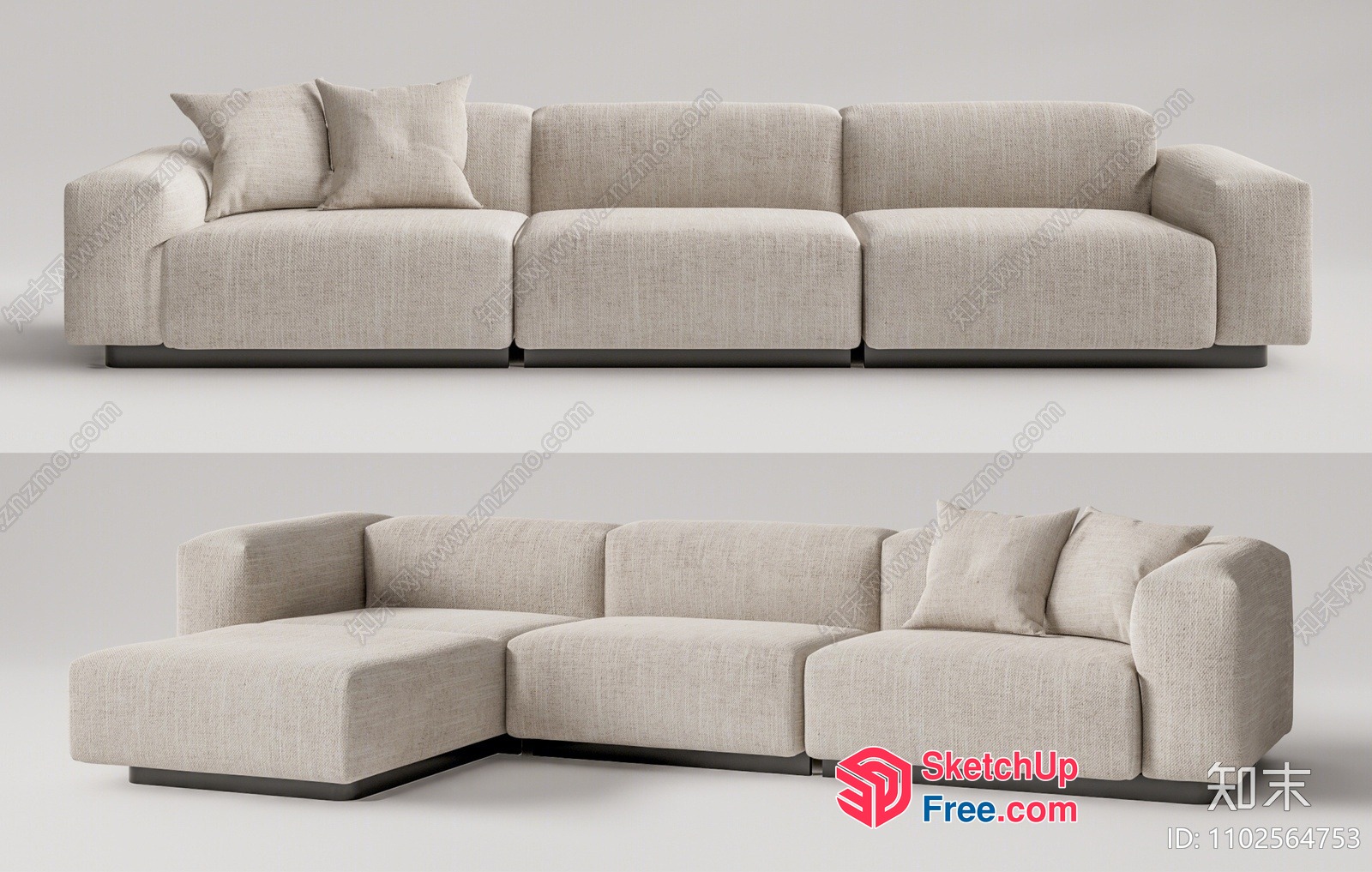 Minimalist Style Sofa With Pillows And Cushions 3D SketchUp File