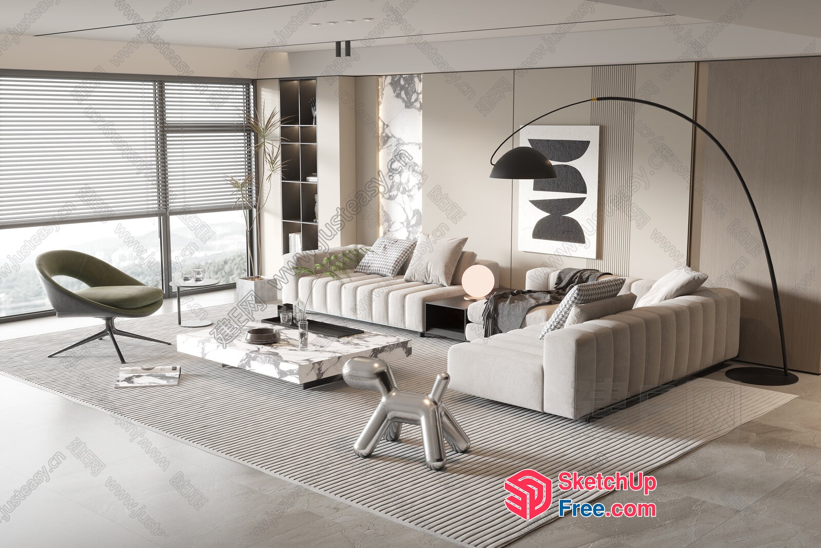 Modern Minimalist Living Room With Sleek Furniture 3D SketchUp File