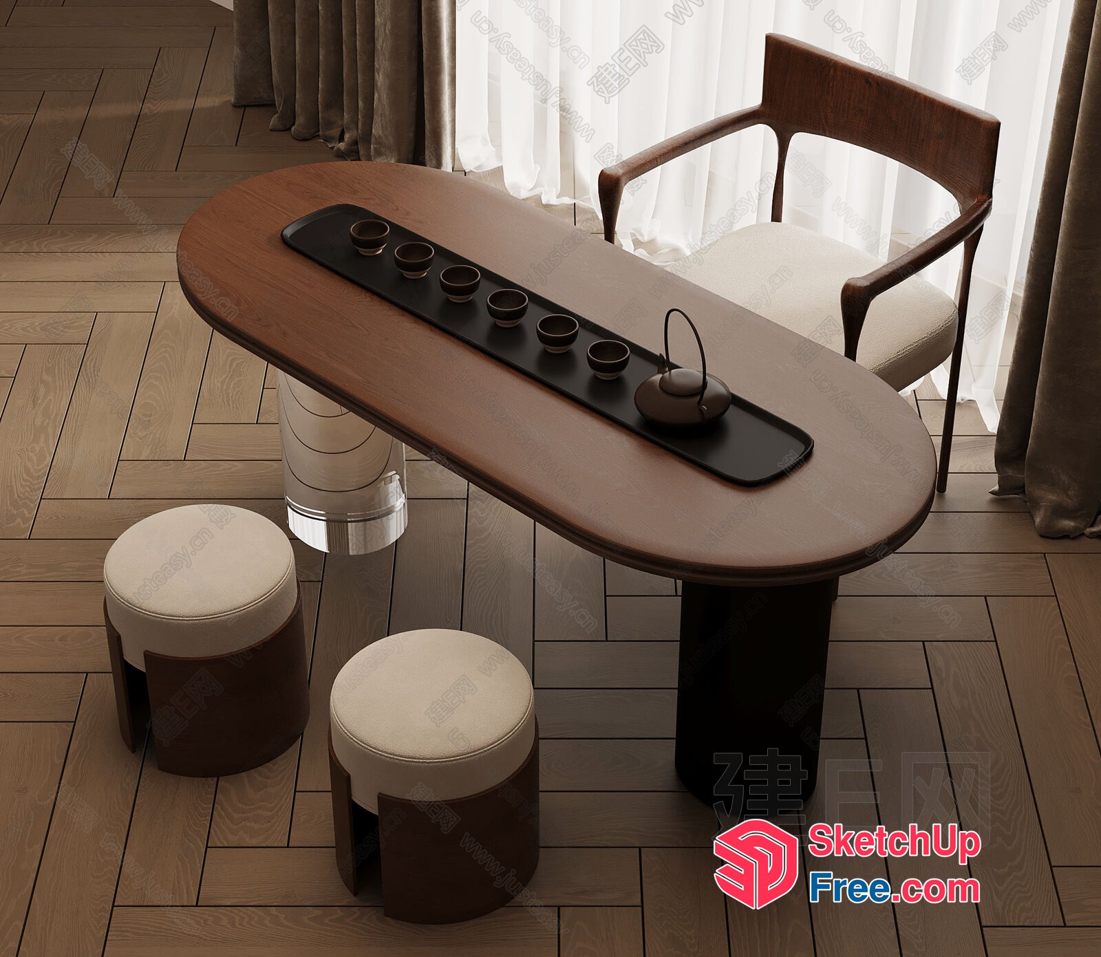 Elegant Tea Table With A Unique Design 3D SketchUp File