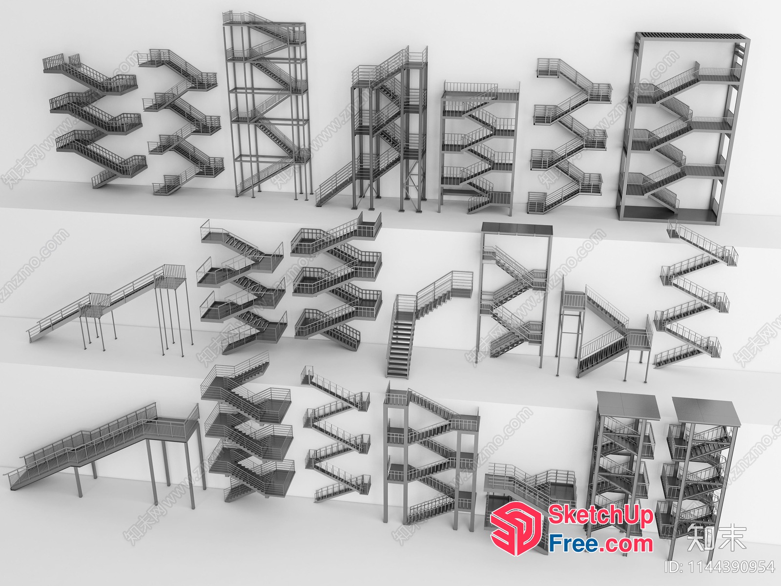 Staircases Of Various Styles 3D SketchUp File