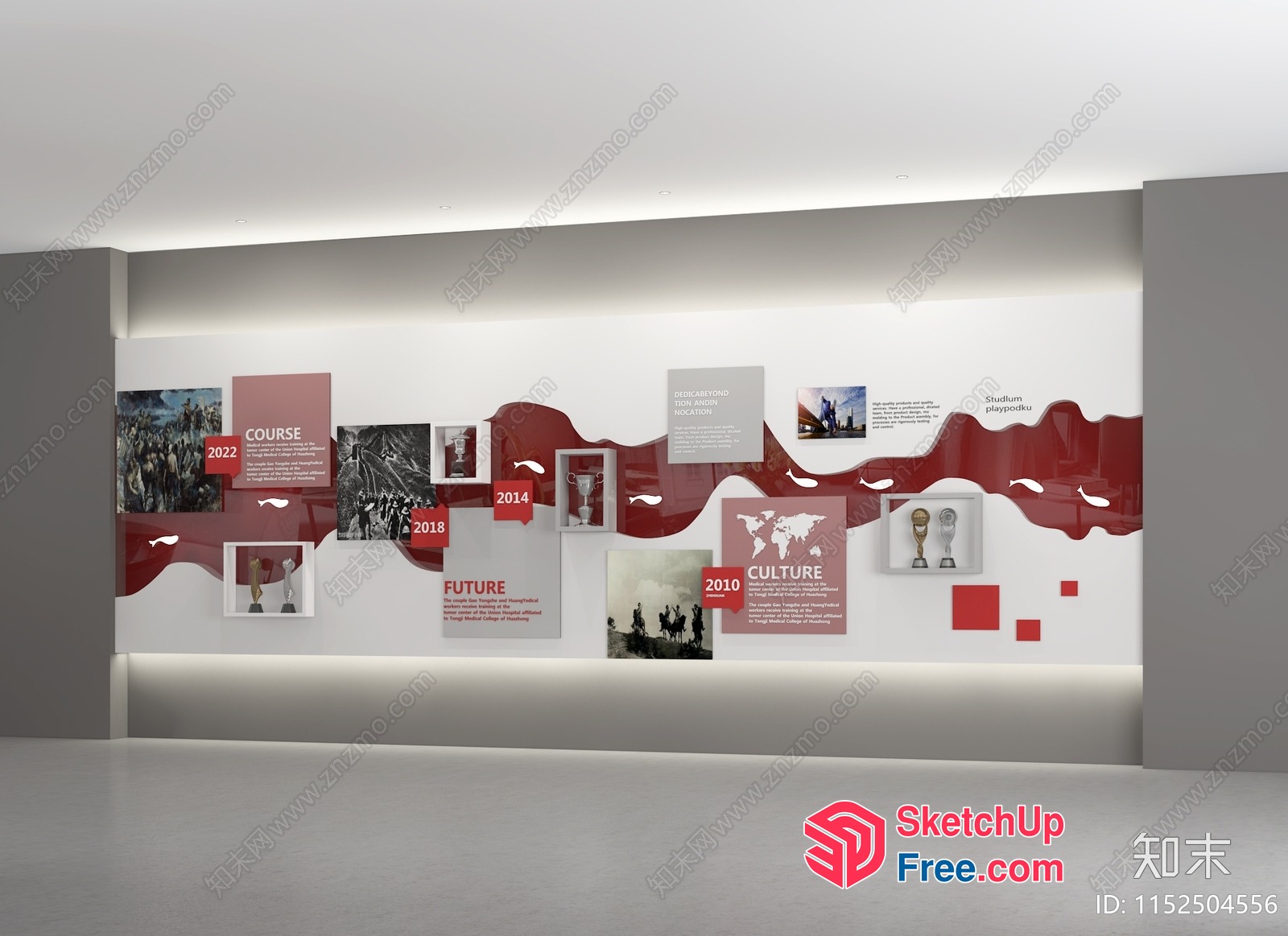 Modern Wall Display With Cultural And Historical Elements 3D SketchUp File