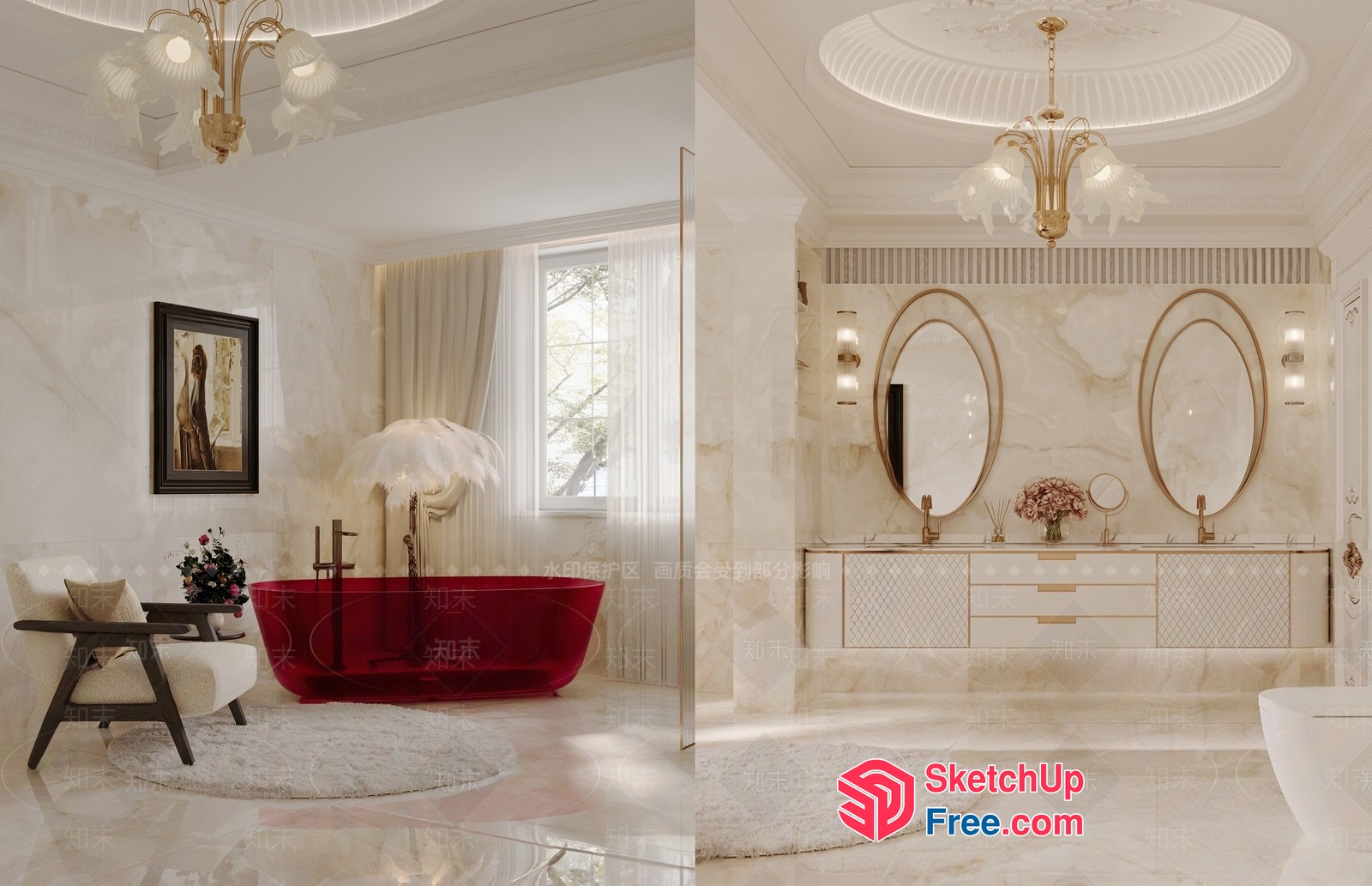 Elegant And Luxurious Bathroom Design 3D SketchUp File