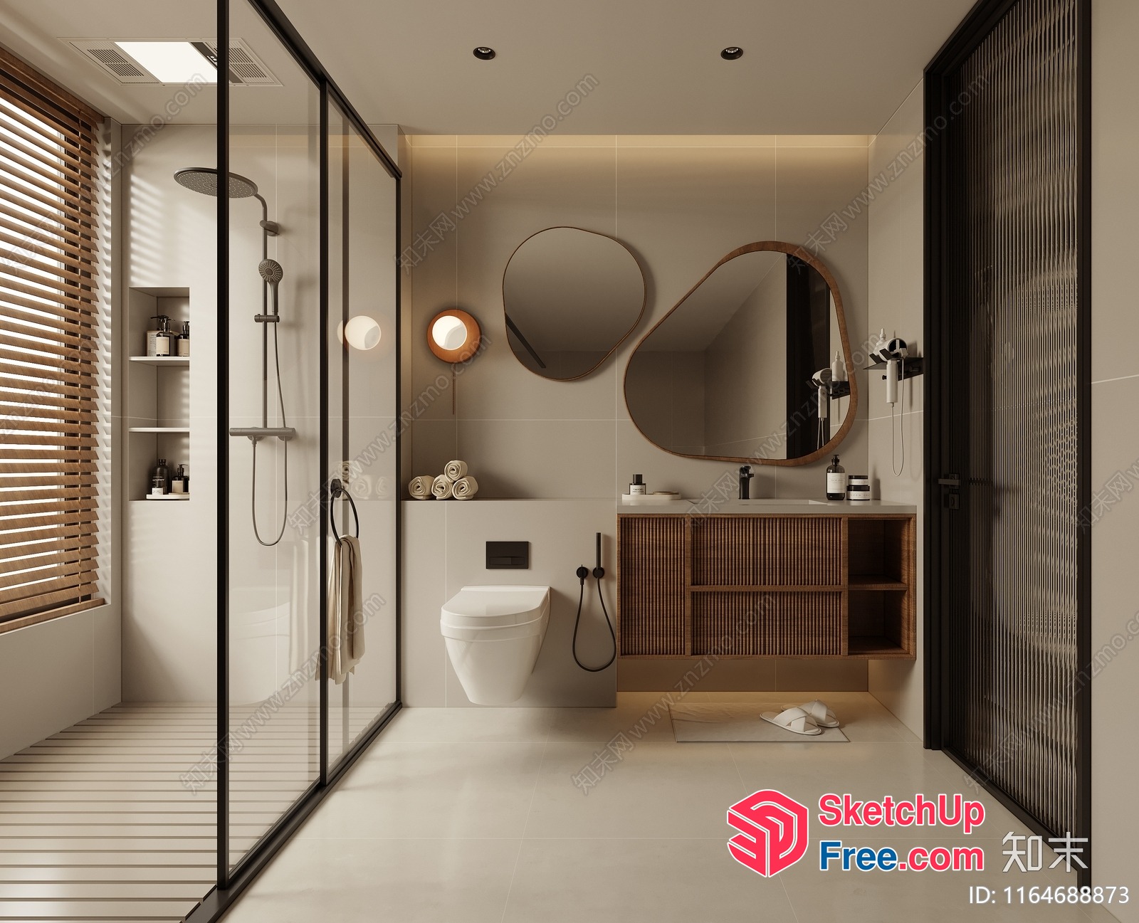 Modern Bathroom With Sleek Glass Shower And White Fixtures 3D SketchUp File