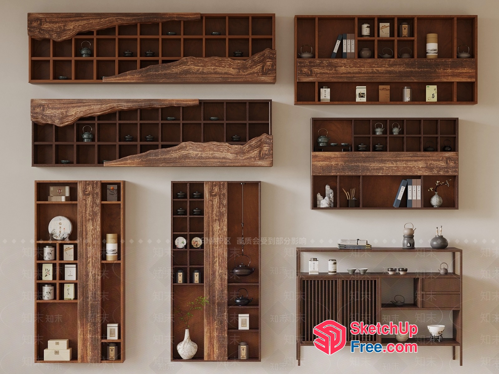 Elegant Rustic Shelf Display 3D SketchUp File