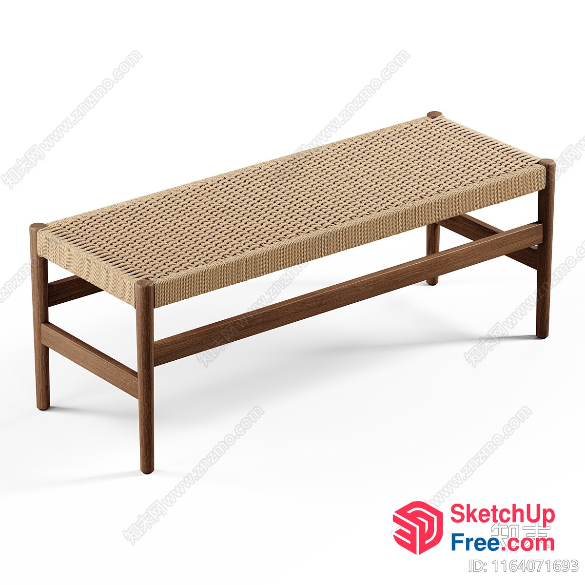Simple Modern Rattan Bench 3D SketchUp File