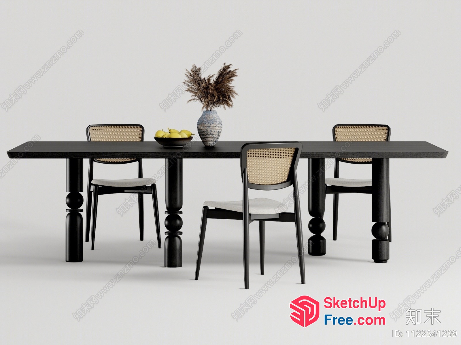 Simple Modern Dining Table And Chairs 3D SketchUp File