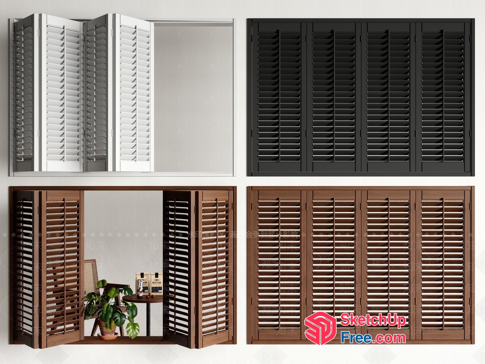 Modern Wooden Shutters For Interior Decor 3D SketchUp File