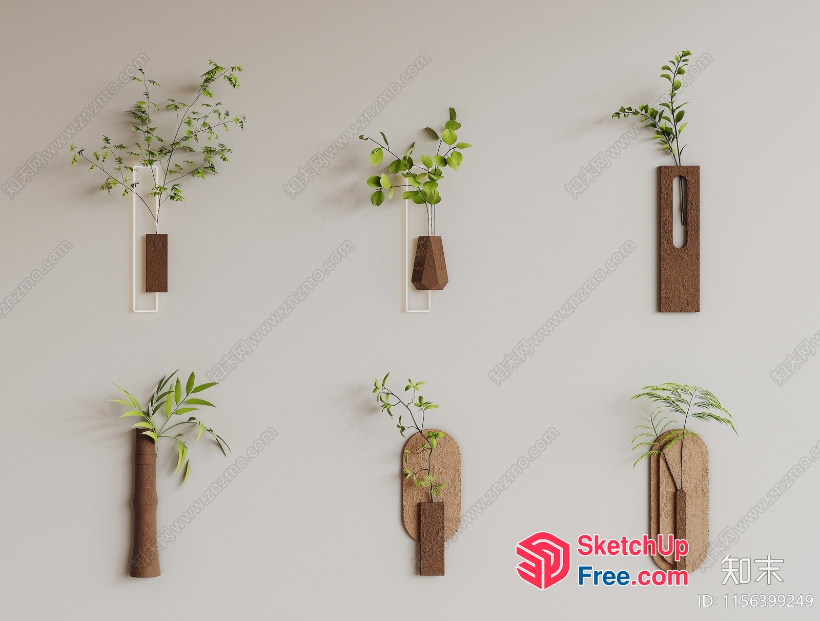 Minimalist Wall Decor With Greenery And Wooden Accents 3D SketchUp File