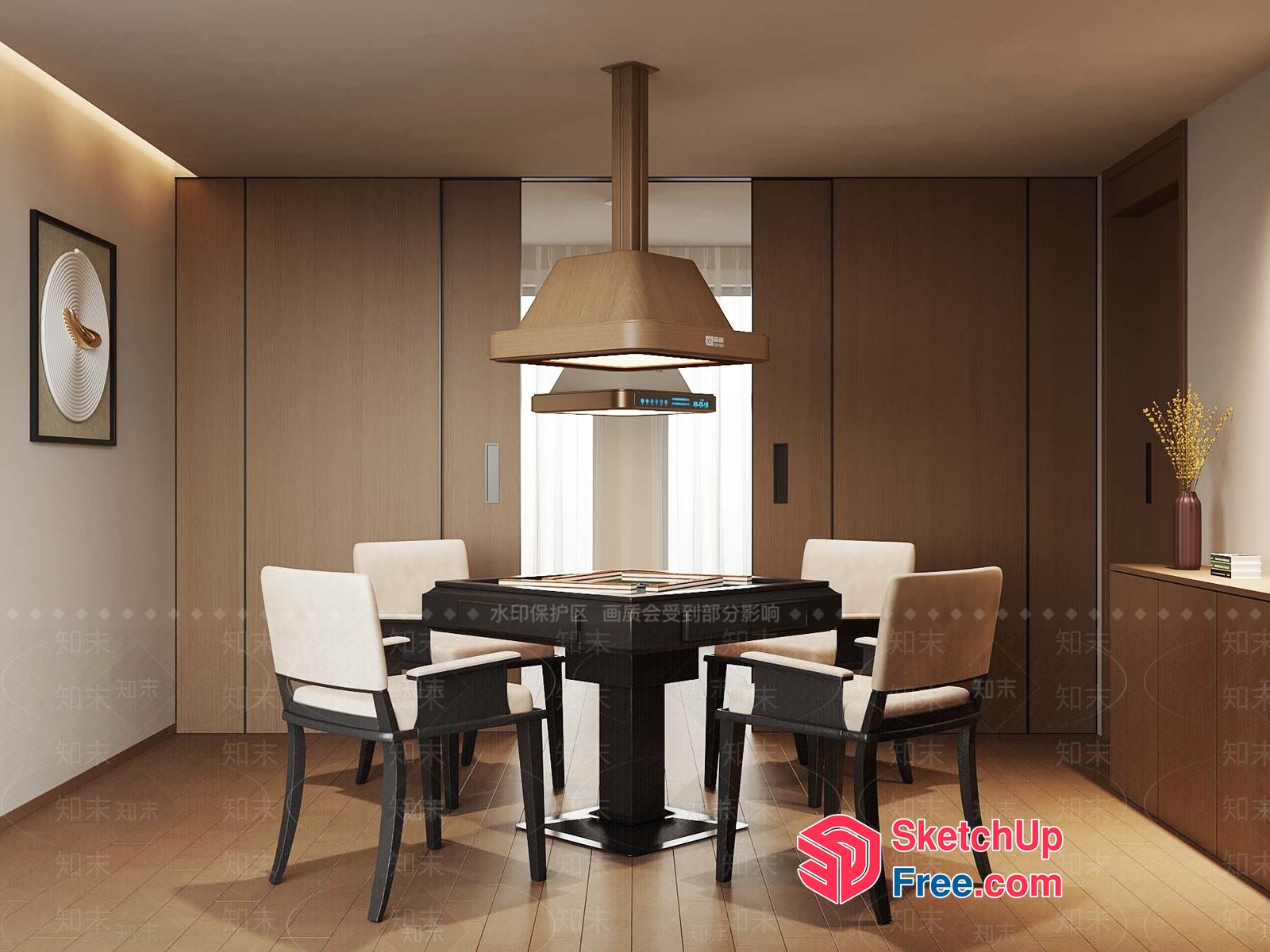 Modern Dining Room With Elegant Table And Chairs 3D SketchUp File