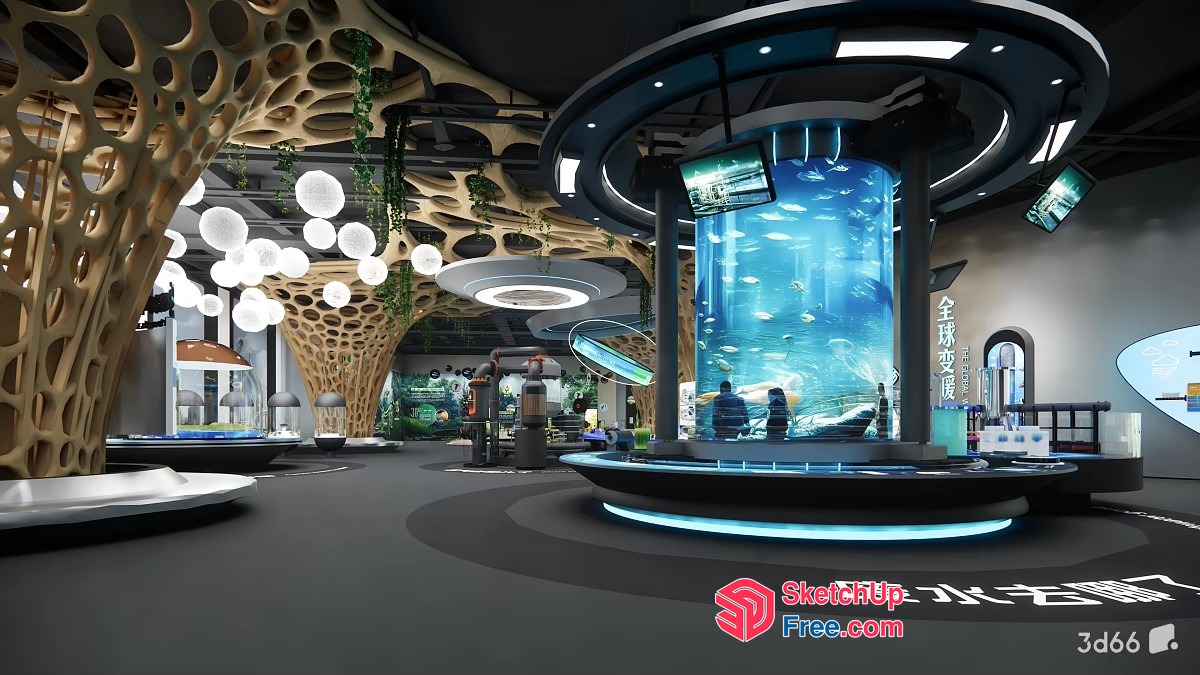 Futuristic Aquarium Exhibit 3D SketchUp File