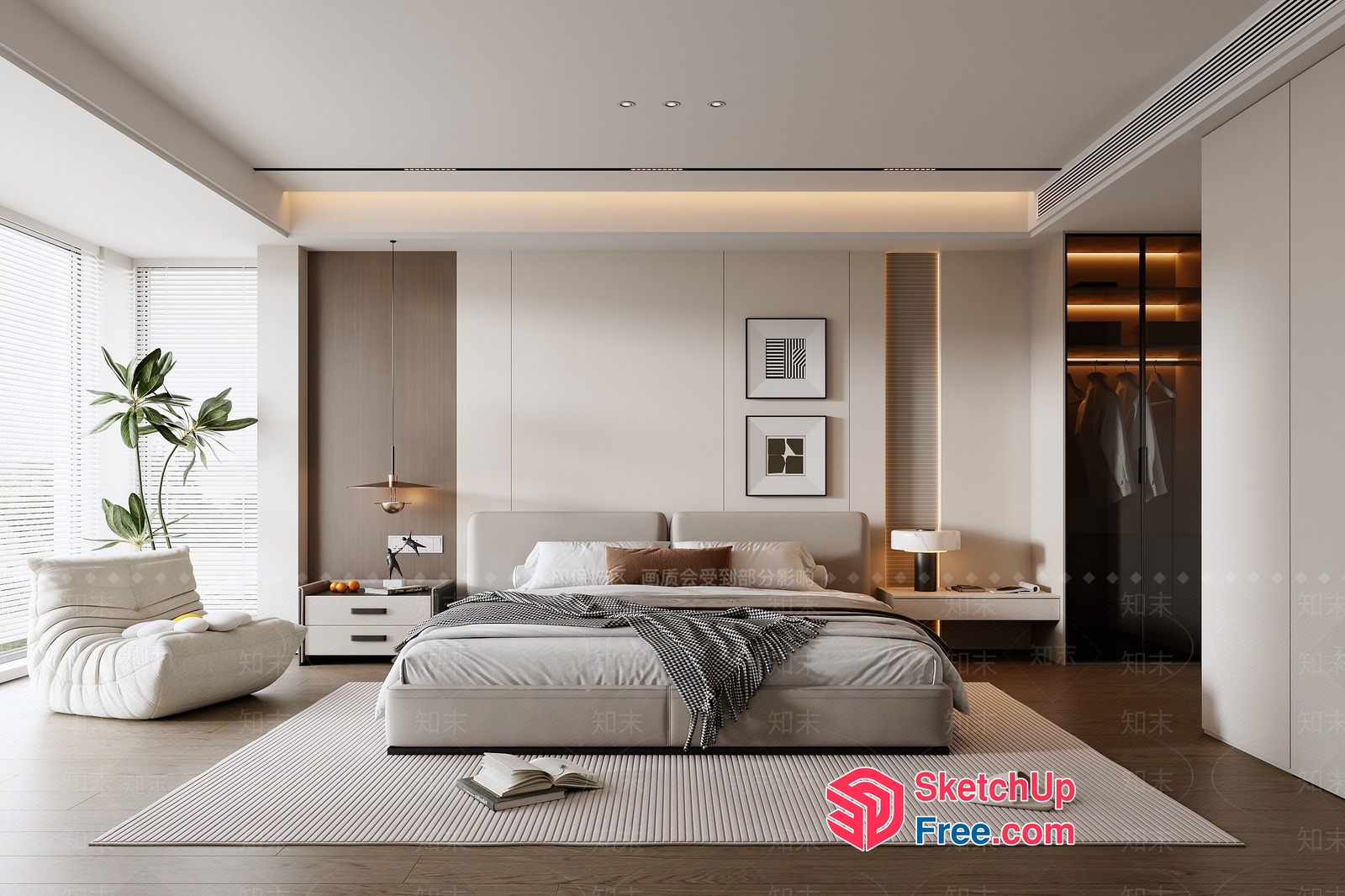 Modern Minimalist Bedroom Interior Design 3D SketchUp File
