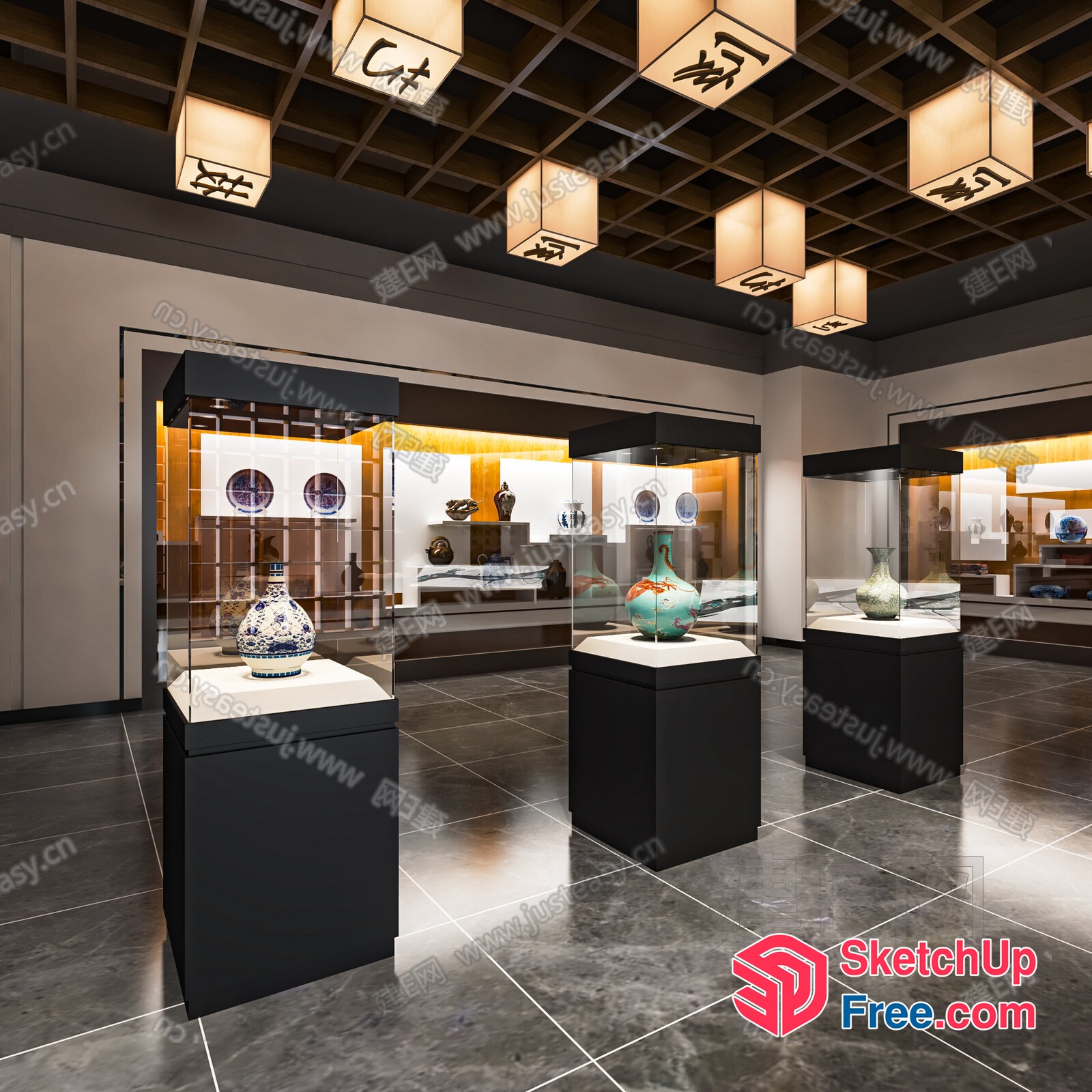 Asian-Inspired Ceramic Art Gallery 3D SketchUp File